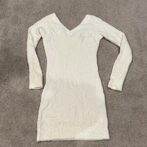 Cream Knit Sweater Dress